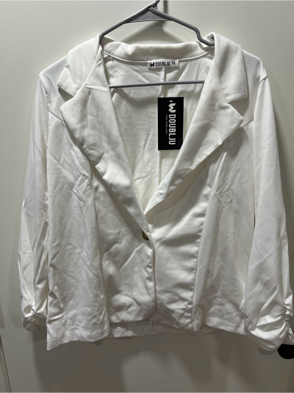 Doublju Cream Single-Button Blazer